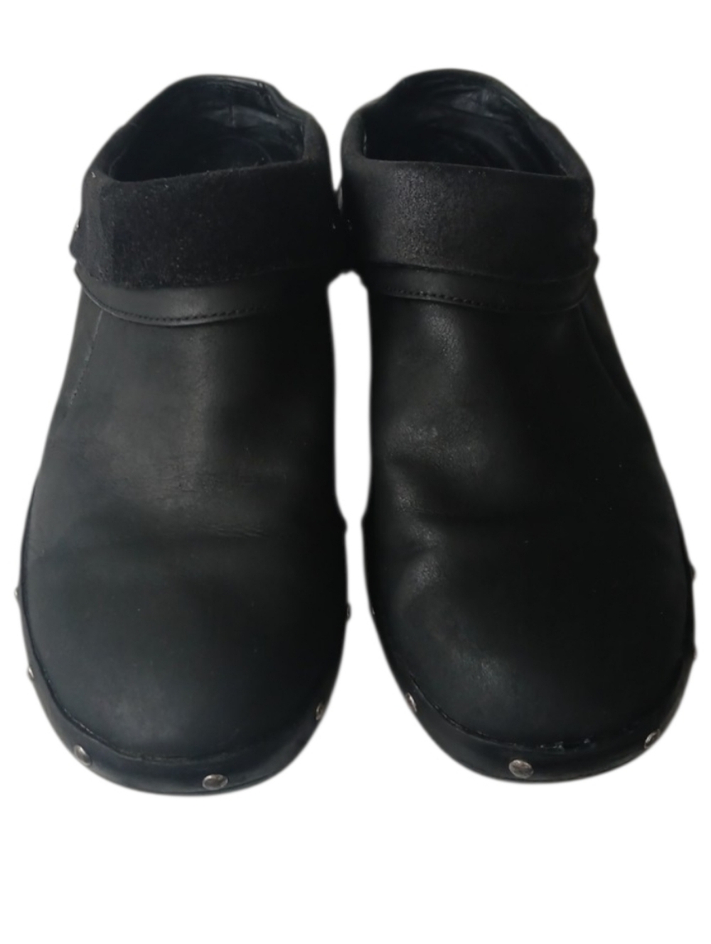 Merrell Luxe Wrap Black Leather Studded Slip-On Clog Mules, Sz 10 - Picture 3 of 15